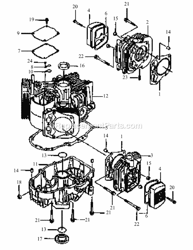 Fh601v As08 Cylinder & Crankcase Diagram and Parts List for M48-KW 53AB5DAV150-19-HP Cub Cadet Lawn Tractor